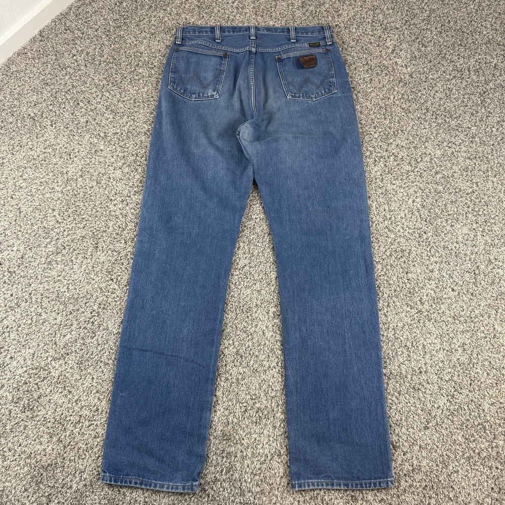 VTG 70s Wrangler 13MWZ Jeans Mens 33x35 Blue Talon Zip Cowboy Fade Made In USA - Picture 2 of 11